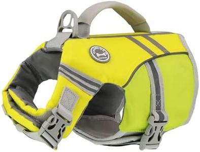 VIVAGLORY Gilet de Sauvetage Style Sportif pour Chien avec Flottabilité Supplémentaire, Gilet de Natation Ajustable et Durable pour Chiens de Petite Taille, Jaune Gris
