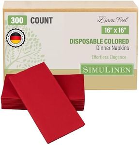SimuLinen Red Linen Feel Disposable Dinner Napkins - Cloth-Like Kosher Napkins for Weddings and Showers, 16"x16", Box of 300