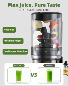 ACOQOOS Slow Juicer – Black Cold Press Juice Extractor