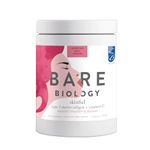 Bare Biology Collagen Powder + Vitamin C, 300g/60 Servings, Strawberry Flavour - Skinful Pure Marine Collagen for Skin, Muscles, Hair, Nails, Joints & Bones - Super Strength Type 1 Peptides