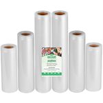 Food Saver Vacuum Sealer Bags Rolls, 6 Rolls Food Saver Bags Sous Vide Bags with BPA Free, Commercial Grade Vacuum Sealer Bags for All Vacuum Sealer, Meal Prep, Food Storage(6"x10'+8"x10'+11"x10')