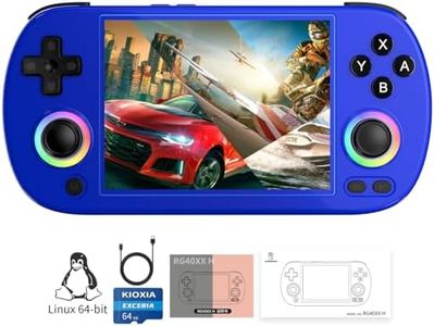 RG40XX H Retro Handheld Game Consoles RG40XXH Retro Gaming Console 64 TF Card Preloaded Games 5000+ Portable Gaming Console Linux 64-bit System 4.0'' IPS Screen WiFi Bluetooth HD and TV Output Blue