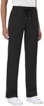 MIVEI Straight Leg Scrub Pants for Women with 8 Pockets High Rise Modern Classic Fit Cargo Scrub Bottom Elastic Waist Medical Black