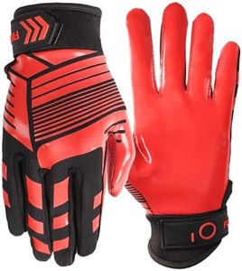 VEASAERS Football Gloves Adult Youth Upgrade Silicone High Non-Slip Grip Flexible Lightweight Receiver Glove Adults Sizes for Men Women Kids Boys (Youth Small, C-Red)