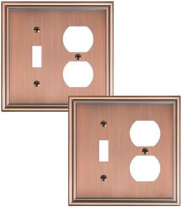 TREEWELL 2-Pack Combo Toggle/Duplex Light Switch Cover Plate, Antique Copper Wall Outlet Cover Plate, Decorative Wall Receptacle Cover for Electrical Outlets, Light Switch, Durable Solid Zinc Alloy
