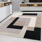 Hafaa Area Rugs Living Room - Printed Rugs for Bedroom 60x110 Cm Non Shedding Modern Floor Carpet Soft Touch Geometric Style Classic Small Rug (Milo Neutral)