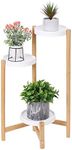 3 Tiered Plant Stands Indoor, Bamboo Plant Ladder Shelf 4 Potted Plant Shelf Tall Plant Rack Flower Display Stand for Indoor Outdoor Patio Garden