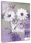 LB White Floral Wall Art Purple But