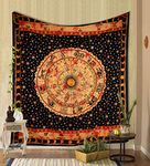 THE ART BOX Yellow Zodiac Tapestry Wall Hanging Horoscope Tapestry Dorm Room Tapestries Hippie Tapestry Indian Astrology Trippy Celtic Psychedelic Tapestry Wall Hanging Space Rashi Tapestry