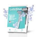 LetsShave Evior 6 Portable Razor for Women,World's First 6 Blade Razor Set, Ultra Sharp Blade with Lubricating Strip, Disposable Razor for Women