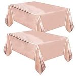 2 PCS Happy Birthday Table Cloth Rose Gold Disposable Table Covers Plastic Party Table Cloth Cover Party Tablecloths Waterproof Kids Table Cover for Rectangle Tables Indoor Outdoor(54 * 108inches)