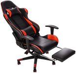 Panana Gaming Chair Racing Gas Lift Swivel High Back Ergonomic Chair with Lumbar Support & Footrest (Red)