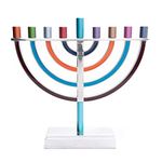 Yair Emanuel Hanukkah Menorah Classic Style Colored Branches (Multi Color, Large)