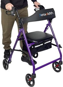 Foldable Rollator Walker with Seat for Seniors, All-Terrain Wheels, 350lb Capacity, Reinforced Inner Metal Rod for Easy Folding & One-Hand Carry, Lightweight Rolling Walker - Purple