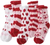 EBMORE Womens Fuzzy Socks Slipper Soft Cabin Plush Warm Fluffy Winter Christmas Sleep Stocking Stuffers Cozy Adult Socks（Red Heart）