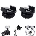 Suptig Tripod Mount Adapter Cold Shoe Mount Compatible for Gopro Canon Sony Nikon DSLR Camera Most Action Cameras (2 Pack) Black