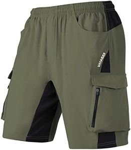 VAYAGER Men's Hiking Cargo Shorts Lightweight Multi Pocket Casual Outdoor Travel Shorts for Fishing Camping, Army Green, Large