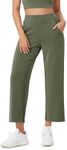 ODODOS Women's Modal Soft Relaxed Cropped Pants High Waist Casual Wide Leg Pants with Pockets - 25" Inseam, Dark Sage, X-Large