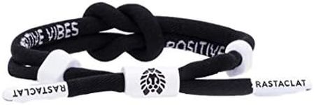 Rastaclat Knotted Bracelet for Men and Women of All Ages - Postive Vibes Black Bracelet | Adjustable Stackable Bracelet Knotted by Hand (Medium/Large)