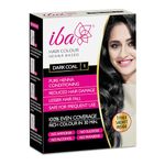 Iba Hair Colour for Women - Dark Coal, 70g | 100% Pure Henna Based Powder Sachet | Natural Hair Colour & Long Lasting with Conditioning Formula | Reduced Hair Fall & Hair Damage | Shine & Nourish Hair | Free from Ammonia and Other Harmful Chemicals | Herbal Hair Powder for Hair Colour | Black Henna