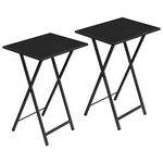 HOOBRO Folding TV Tray Tables, Set of 2 Side Tables for Small Space, Industrial Snack Eating at Couch, Stable Metal Frame, Easy Assembly, Space Saving, Black BK25BZ01