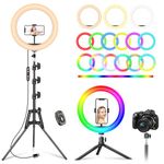 PEYOU 12" Ring Light with Tripod Stand & Phone Holder Tall 72", 42 Color Modes & 10 Brightness Selfie Light for Phone with 2 Tripod Stands & 2 Phone Holders for Live Streaming/Makeup/YouTube/Tiktok