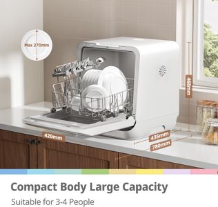 COMFEE Tabletop Dishwasher, 6L Compact Countertop, White