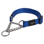 Rogz Utility Large 3/4" Fanbelt Half-Check Reflective Dog Collar, Blue