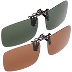 H&S Clip On Sunglasses - 2 Pairs Polarised Flip Up Fit Sunglasses - Sunglass Clips for Glasses - Clip on Polarised Sunglasses - Flip Shades - Over Glasses Sun Shades - Flip Up Sunglasses Women & Men