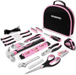 WORKPRO Pink Tool Kit - 236 Pieces Pink Tool Set with Easy Carrying Round Pouch, Household Tool Kit Perfect for DIY, Home Maintenance - Pink Ribbon