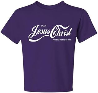 Enjoy Jesus Christ Shirt – Thou Shalt Never Thirst, Funny Christian Gifts for Men Women, Faith Apparel Inspirational Unisex Boys Girls Graphic Youth T-Shirt, Purple, Large