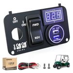 10L0L Golf Cart Key Console Switch Plate Multifunctional Panel for 2003+ EZGO TXT PDS Electric,Forward Reverse Switch Button & LED Digital Voltmeter & 12V Quick Charge 3.0 Dual USB Socket 3 in 1