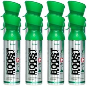 Boost Oxygen Canned Oxygen for Breathing for Home Use, Exercise, or Altitude Sickness, Includes Sealed Cap & Mask, 5-Liter Canister, Natural, 8 Pack