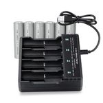 6 Pieces 18650 Rechargeable Battery 3300mAh With 18650 Rechargeable Battery Charger 3.7V Lithium Ion Battery 26650 14500 Universal Charger for 10440 (Flat Top)