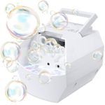 Theefun Bubble Machine, 500mL Automatic Bubble Blower, Portable Bubble Maker Electric Bubble Toy for Boys Girls Outdoor Indoor Parties Weddings Birthday, Powered by USB or Batteries (White)