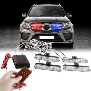 Sidaqi 4x4led 4 en 1 remoto inalámbrico 12 V luz de advertencia estroboscópica parpadeante bomberos luces coche camión Luz LED DRL ambulancia la policía de luz