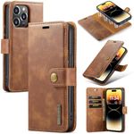 2 in 1 Detachable Split Leather Wallet Phone Cover Compatible with iPhone 6/6S ，DG.MING Genuine Leather Wallet Case, Detachable Magnetic Pouch Shell 4.7" (Brown)