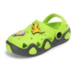 TRASE MG-II Unisex-Child Kids Light Weight Croslite Clogs | Outdoor, Walking, All Day Casual Wear- Green-Grey, 7.5 Kids UK