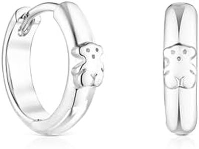 TOUS Sterling Silver 3mm Thick 1cm Diameter Bear Hoop Earrings for Women Versatile and Stunning Basics Collection, Silver