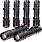 Hilngav 6 Pack Small Mini LED Flashlight, Single Mode Zoomable Flashlights AA Battery Powerful Flashlights with Pocket Clip, Portable Bulk EDC Pen Flash Light for Gift, Emergency, Camping, Hiking