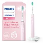 Philips Sonicare 3100 Electric Toothbrush, Sonic Toothbrush, Pressure Sensor and Timer, Sugar Rose, Model HX3671/11