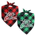 2 Pack Christmas Dog Bandana, Christmas Classic Triangle Plaid Pets Scarf Dog Bibs Christmas Pet Costume Accessories Stocking Stuffers for Dogs Cats Puppy (Red, Green)