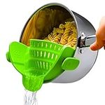 Original Kitchen Gizmo Strainer for Pots, Pans, and Bowls | Adjustable Silicone Clip on Colander | Snap N Strain Kitchen Gadget for Fruits, Veggies, Salads, Pasta, & More | Dishwasher Safe | Green