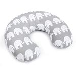 Breast Feeding Pillow Nursing Maternity Pregnancy Baby Cushion and Removable Cotton Cover (Elephants grey)