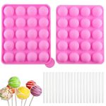 Silicone Cake Pop Mold, Cake Pop Kit of 1 Pcs 20 Cavity Lollipop Moulds with 20 Pcs Cake Pop Sticks, Chocolate Lolly Moulds, Great for Cake Pop Maker, Lollipop Mold, Cake Pop and Chocolate