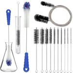 Noafocks 12 Pcs Tube Pipe Cleaners Brush Kit,Bottle Cleaning Brush,Bowl Cleaner,Long Straw Brush,8.2-inch Different Diameters Brush,14-inch Long Handle Brush,65.5-inch Flexible Double Ended Brush