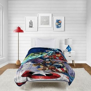 Marvel Avengers 2 Publish Peluche Coperta, Blue Circle, 62" x 90"/Twin