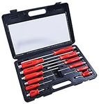 Amtech W5600 Mechanics Screwdriver Set Magnetic Tips, Steel Blade Flat Head Slotted and Phillips, Hex Bolsters use with Wrench or Socket