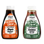 The Skinny Food Co Syrup Twin Pack SW Maple Syrup - Golden Syrup Dessert Topping Sugar Free Zero Calories Guilt Free Sauce