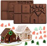 Whaline Christams Gingerbread House Baking Tray, Silicone Molds for Desserts, Chocolate, Candy,Cookies (2 Pieces)